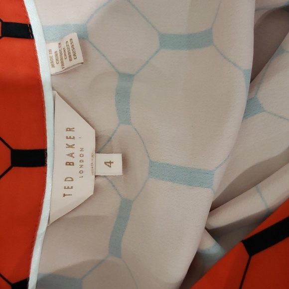 Ted Baker bright red Baker Valent Geo Print Zip Front Dress TB 4/ US 10 - Picture 5 of 6